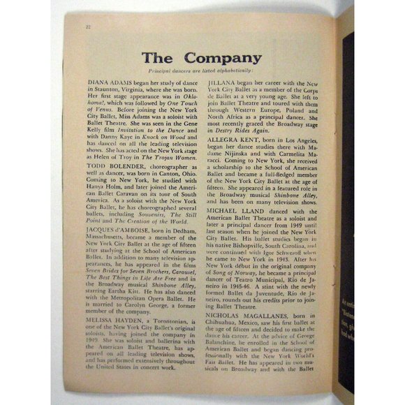 New York City Ballet Playbill Spring Season March 1961 City Center Diverimento - Picture 6 of 7